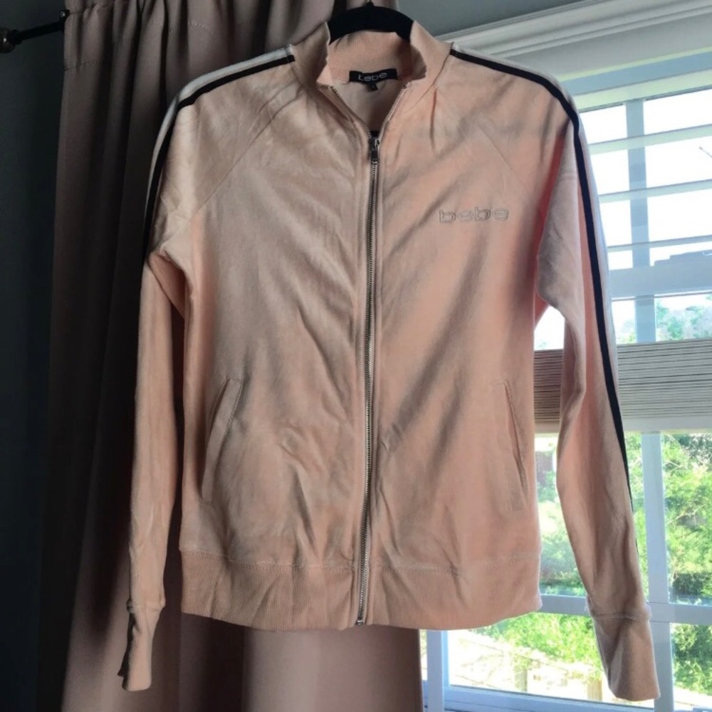 Bebe pale pink velvet jacket